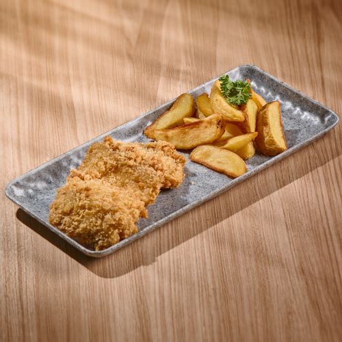 Fish Fingers Served With Potato Wedges